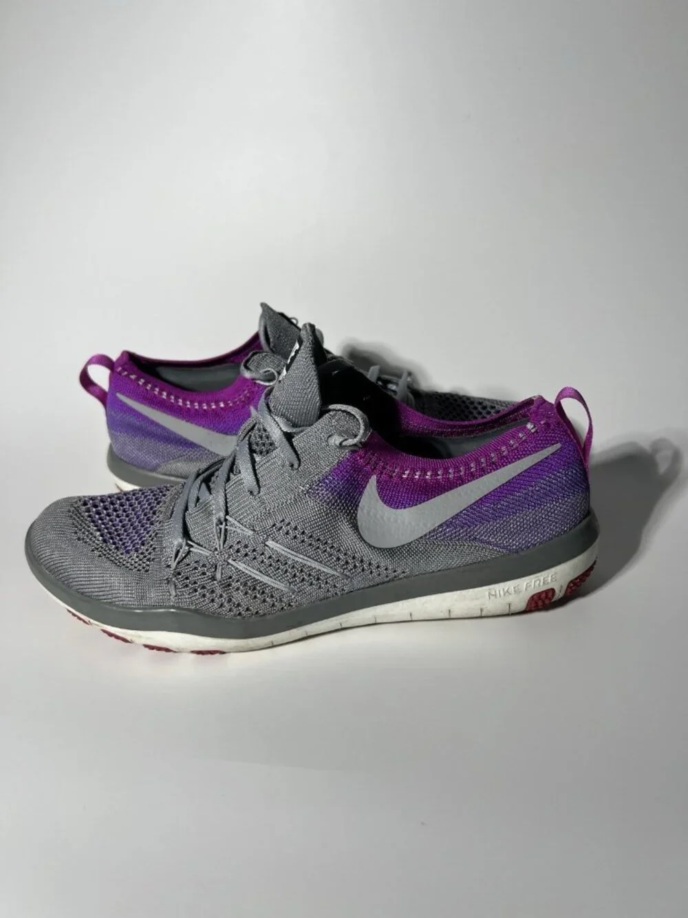 Nike Free Focus Flyknit Training Shoes Gray Purple Women’s 7.5 844817-003